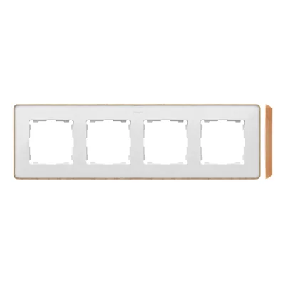 SIMON 82 DETAIL SELECT-drewno Ramka 4-krotna biała z podstawą drewno