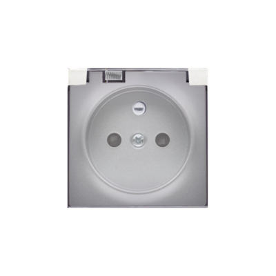 SIMON 82 DETAIL Single socket cover - transparent flap IP44 aluminium