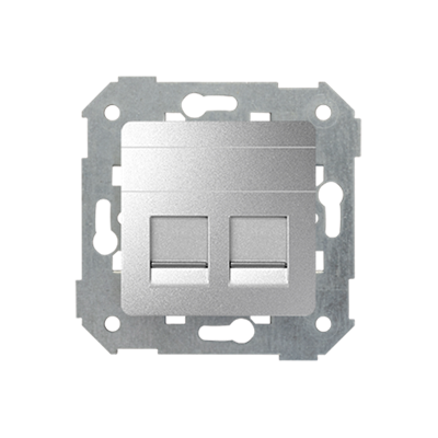 SIMON 82 Flat double aluminum keystone cover for IT sockets