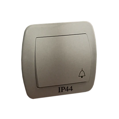 SIMON AKORD Pulsador de timbre antisalpicaduras, IP44, 10AX, 250V~, terminales de tornillo, satinado