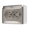Simon Aquaclick WA-ACGZ2Zx-xx-11Ax Surface-mounted socket, double compact with earthing, transparent cover with current path shutter, IP44, Σ16A, 250V~, screw terminals; white