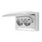 Simon Aquaclick WA-ACGZ2Zx-xx-11xx Surface-mounted socket, double compact with earthing, cover color, with current path shutter, IP44, Σ16A, 250V~, screw terminals; white