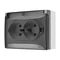 Simon Aquaclick WA-ACGZ2Zx-xx-16Ax Surface-mounted socket, double compact with earthing, transparent cover with current path shutter, IP44, Σ16A, 250V~, screw terminals; gray