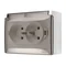 Simon Aquaclick WA-ACGZ2Zx-xx-49Ax Surface-mounted socket, double compact with earthing, transparent cover with current path shutter, IP44, Σ16A, 250V~, screw terminals; black