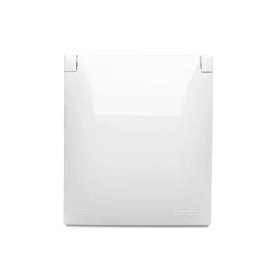 Simon Aquaclick WA-CGSZ1CZ-xx-11xx Surface-mounted socket, Schuko, single, cover in the same color as the cover, with current path shutters, IP44, 16A, 250V~, quick connectors; white