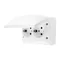 Simon Aquaclick WA-CGSZ2Zx-xx-11xx Plug socket, Schuko, double compact, cover color, with current path shutter, IP44, 16A, 250V~, screw terminals; white