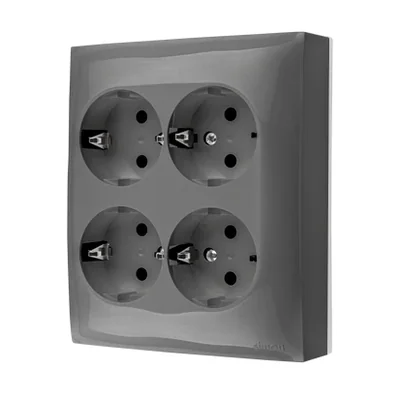 Simon Aquaclick WA-CGSZN4C-xx-16xx Surface-mounted socket, Schuko, 4-way, IP20, 16A, 250V~, quick connectors; gray