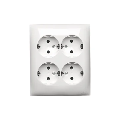 Simon Aquaclick WA-CGSZN4CZ-x-11xx Surface-mounted socket, Schuko, 4-way, with current path shutters, IP20, 16A, 250V~, quick connectors; white