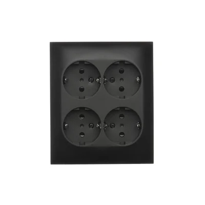 Simon Aquaclick WA-CGSZN4CZ-x-49xx Surface-mounted socket, Schuko, 4-way, with current path shutters, IP20, 16A, 250V~, quick connectors; black