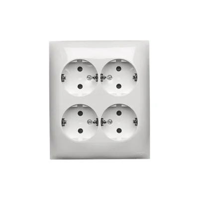 Simon Aquaclick WA-CGSzN4x-xx-11xx Surface-mounted socket, Schuko, 4-way, IP20, 16A, 250V~, screw terminals; white