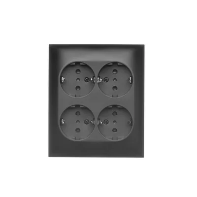 Simon Aquaclick WA-CGSzN4x-xx-49xx Surface-mounted socket, Schuko, 4-way, IP20, 16A, 250V~, screw terminals; black