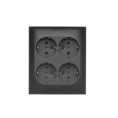 Simon Aquaclick WA-CGSZN4Z-xx-49xx Surface-mounted socket, Schuko, 4-gang, with current path shutters, IP20, 16A, 250V~, screw terminals; black