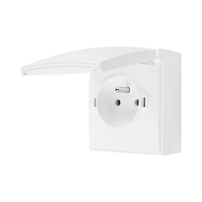 Simon Aquaclick WA-CGZ1Cxx-xx-11xx Surface-mounted socket, single, with earthing, cover color, IP44, 16A, 250V~, quick connectors; white
