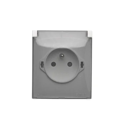 Simon Aquaclick WA-CGZ1CZx-xx-11Ax Surface-mounted socket, single, with grounding, transparent cover with current path shutters, IP44, 16A, 250V~, quick connectors; white