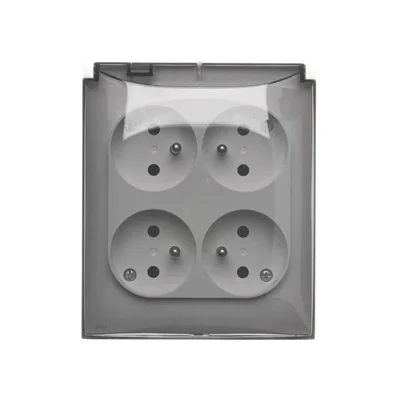 Simon Aquaclick WA-CGZ4Cxx-xx-11Ax Surface-mounted socket, 4-way with earthing, transparent cover, IP44, Σ16A, 250V~, quick connectors; white
