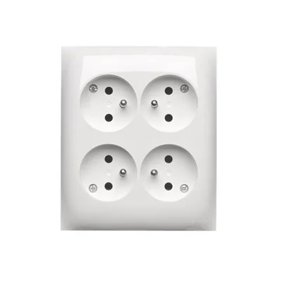 Simon Aquaclick WA-CGZN4Cx-xx-11xx Surface-mounted socket, 4-way with earthing, IP20, 16A, 250V~, quick connectors; white