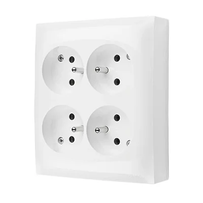 Simon Aquaclick WA-CGZN4xx-xx-11xx Surface-mounted socket, 4-way with earthing, IP20, 16A, 250V~, screw terminals; white