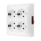 Simon Aquaclick WA-GSZN4W1-xx-11xx Surface-mounted socket, Schuko, 4-way, with built-in switch, IP20, 16A, 250V~, screw terminals; white