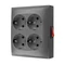 Simon Aquaclick WA-GSZN4W1-xx-16xx Surface-mounted socket, Schuko, 4-way, with built-in switch, IP20, 16A, 250V~, screw terminals; gray