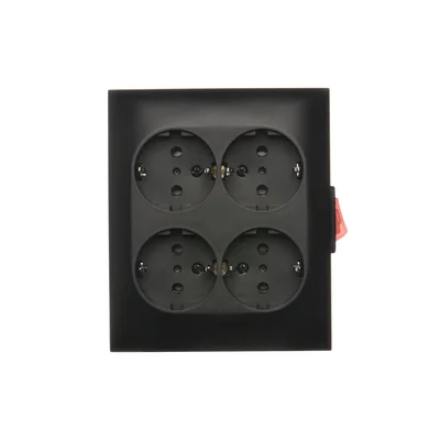 Simon Aquaclick WA-GSZN4W1-xx-49xx Surface-mounted socket, Schuko, 4-way, with built-in switch, IP20, 16A, 250V~, screw terminals; black