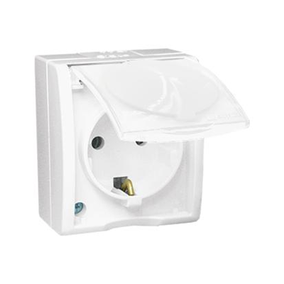 SIMON AQUARIUS Presa con messa a terra schuko IP54 sportello bianco 16A 230V bianco