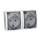 SIMON AQUARIUS Socket with grounding schuko double IP54 transparent cover white