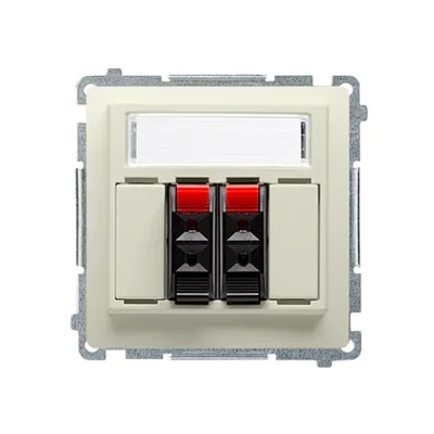 SIMON BASIC 2-fach Lautsprechersteckdose mit Beschriftungsfeld beige