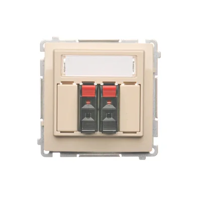 SIMON BASIC 2-fach Lautsprechersteckdose mit Beschriftungsfeld beige