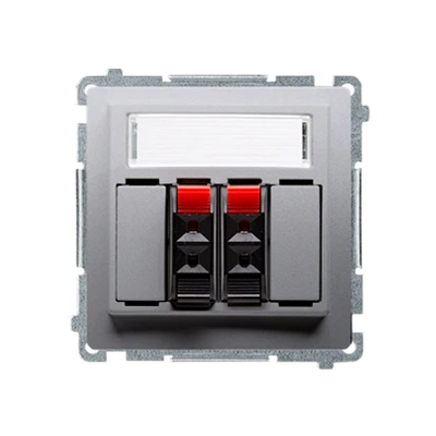 SIMON BASIC 2-way loudspeaker socket with description field (module) wire cross-section 2.5 mm² silver matt