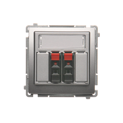 SIMON BASIC 2-way loudspeaker socket with description field (module) wire cross-section 2.5 mm² silver matt