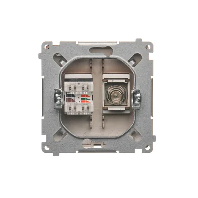 SIMON BASIC Antenna socket type "F" + computer RJ45 category 6 chocolate matt metallised