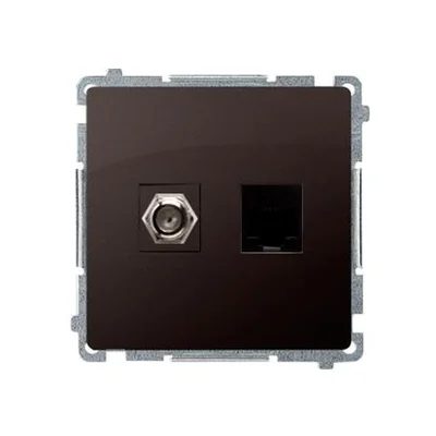 SIMON BASIC Antenna socket type "F" + computer RJ45 category 6 chocolate matt metallised