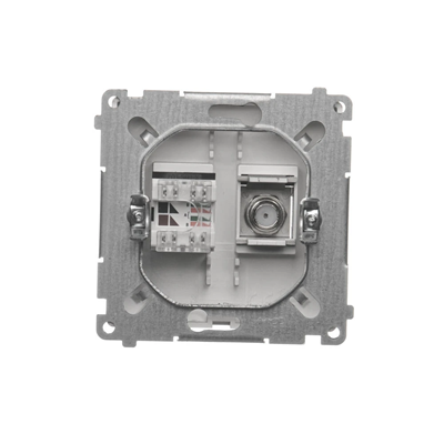 SIMON BASIC Antenna socket type "F" + computer RJ45 category 6 satin metallized