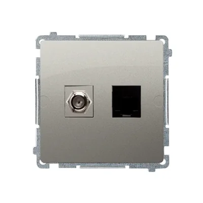 SIMON BASIC Antenna socket type "F" + computer RJ45 category 6 satin metallized