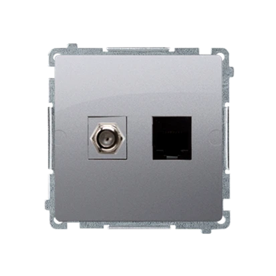 SIMON BASIC Antenna socket type "F" + computer RJ45 category 6 silver matt metallized