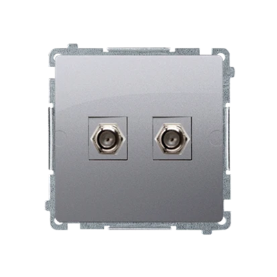 SIMON BASIC Antenna socket type "F" double (module) silver mat
