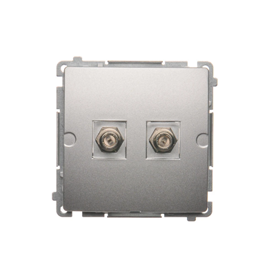 SIMON BASIC Antenna socket type "F" double (module) silver mat