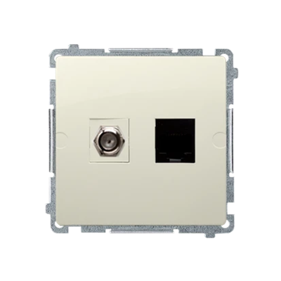 SIMON BASIC Antennensteckdose Typ „F“ + Computer RJ45 Kategorie 6 beige