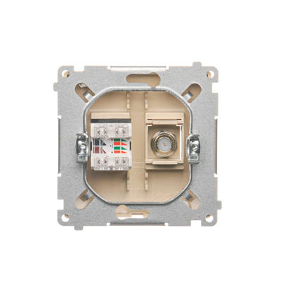 SIMON BASIC Antennensteckdose Typ „F“ + Computer RJ45 Kategorie 6 beige