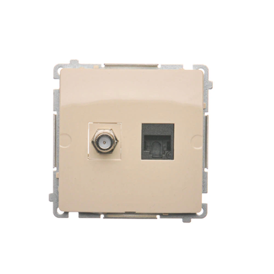 SIMON BASIC Antennensteckdose Typ „F“ + Computer RJ45 Kategorie 6 beige