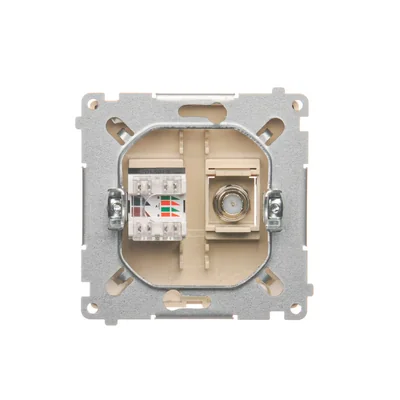SIMON BASIC Antennensteckdose Typ „F“ + Computer RJ45 Kategorie 6 beige