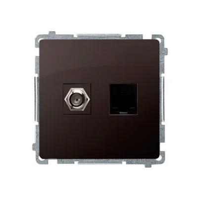 SIMON BASIC anténní zásuvka typu "F" + počítačová zásuvka RJ45, kategorie 6, čokoládová metalíza mat