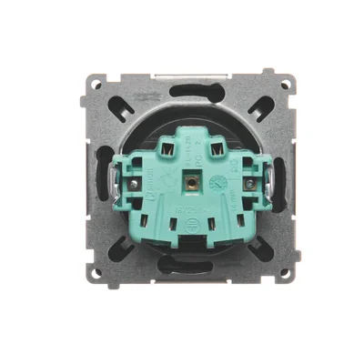 SIMON BASIC Base de enchufe simple con puesta a tierra y persianas de paso de corriente 16A 250V grafito mate
