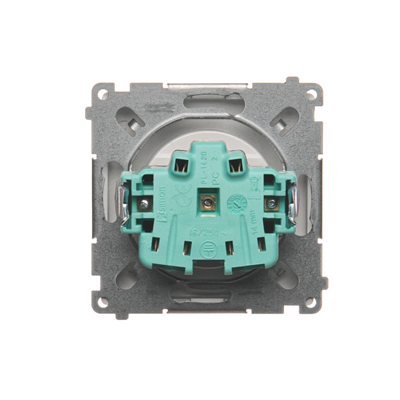 SIMON BASIC Base de enchufe simple con puesta a tierra y persianas de paso de corriente 16A 250V, plata mate