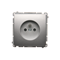 SIMON BASIC Base de enchufe simple con puesta a tierra y persianas de paso de corriente 16A 250V, plata mate