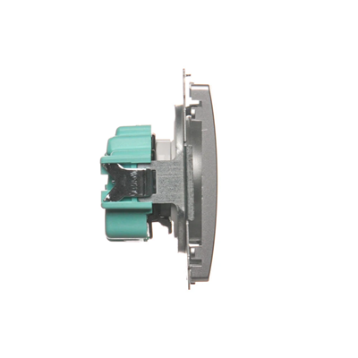 SIMON BASIC Base de enchufe simple con puesta a tierra y persianas de paso de corriente 16A 250V, plata mate