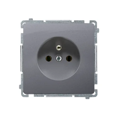 SIMON BASIC Base de enchufe simple con puesta a tierra y persianas de paso de corriente 16A 250V, plata mate