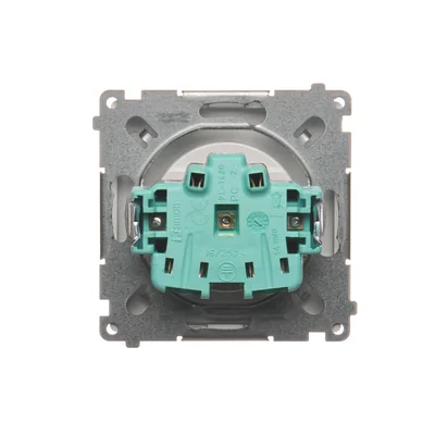 SIMON BASIC Base de enchufe simple con puesta a tierra y persianas de paso de corriente 16A 250V, plata mate