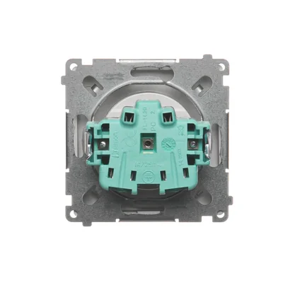SIMON BASIC Base de enchufe simple con puesta a tierra y persianas de paso de corriente, 16A 250V, satinado