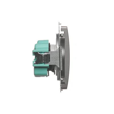 SIMON BASIC Base de enchufe simple con puesta a tierra y persianas de paso de corriente, 16A 250V, satinado